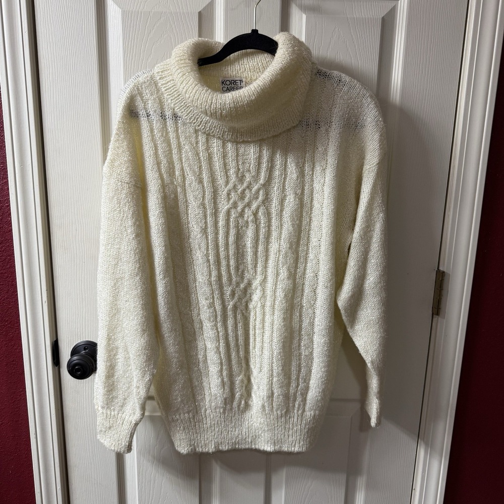 KORET CAREER Cream Cable Knit Turtleneck Sweater Women's Size 44 24W‎